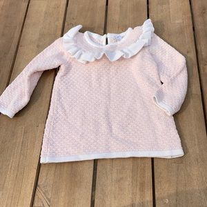 Janie and Jack Pink and White Ruffle Tunic Sweater Toddler Girls Size 2T